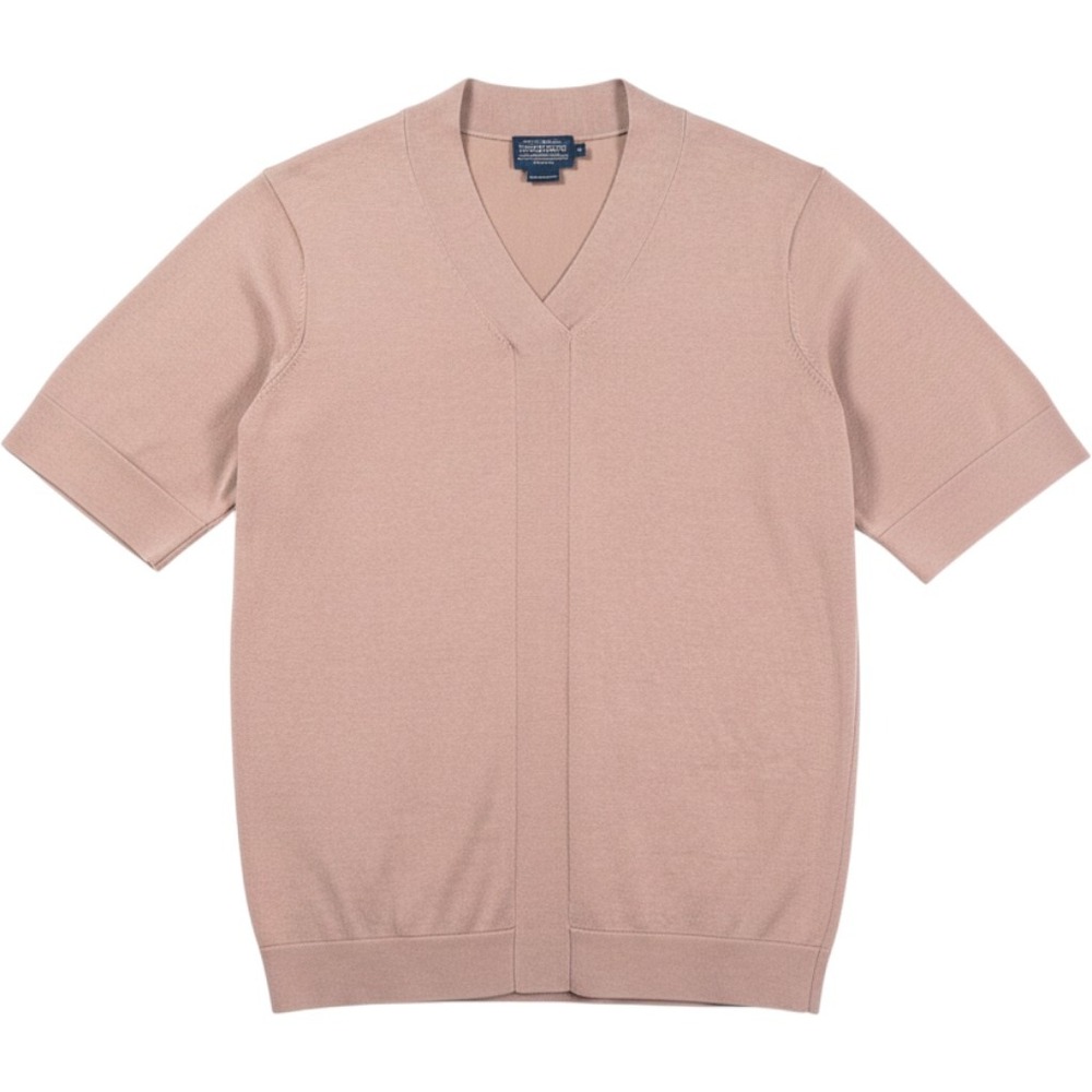 Pendleton Silk Blend V-Neck Short Sleeve Fine Knit Sweater Top Beige Womens 1X